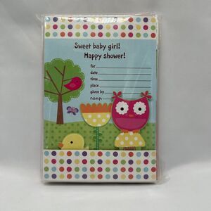 HALLMARK Owl Sweet Baby Girl Dimensional Shower Invitations - 10 Cards+E…